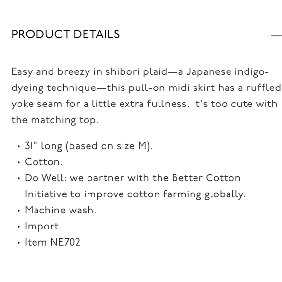 Madewell Pull-On Midi Skirt in Shibori Indigo Plaid Size M Cotton - Picture 5 of 12